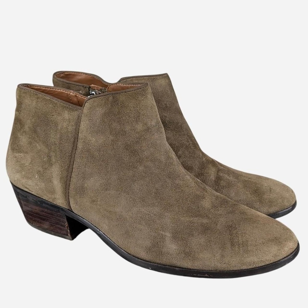 Sam Edelman Petty Suede Ankle Booties Zip Olive Green 10
